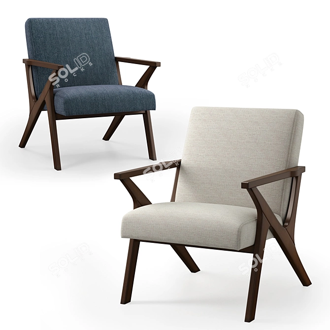 Mid-Century Fabric Accent Chair 3D model image 1