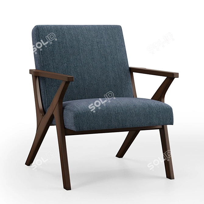 Mid-Century Fabric Accent Chair 3D model image 2