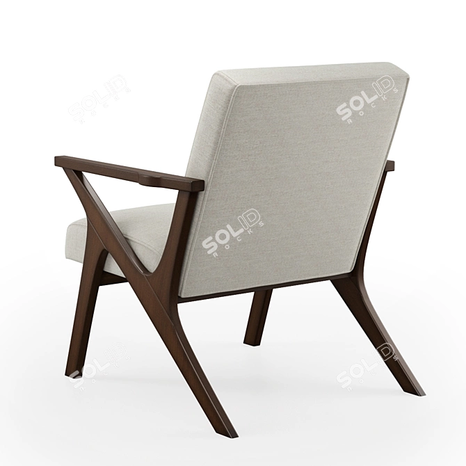 Mid-Century Fabric Accent Chair 3D model image 3