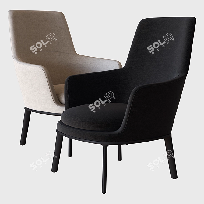 Sleek and Stylish Caratos Armchair 3D model image 2