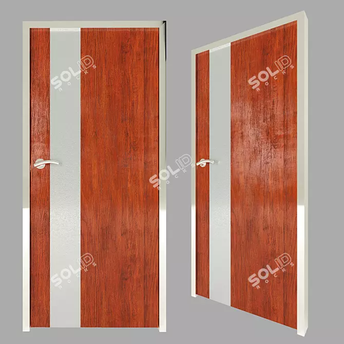 Wooden Steel-Look Door 3D model image 1