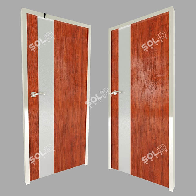 Wooden Steel-Look Door 3D model image 2