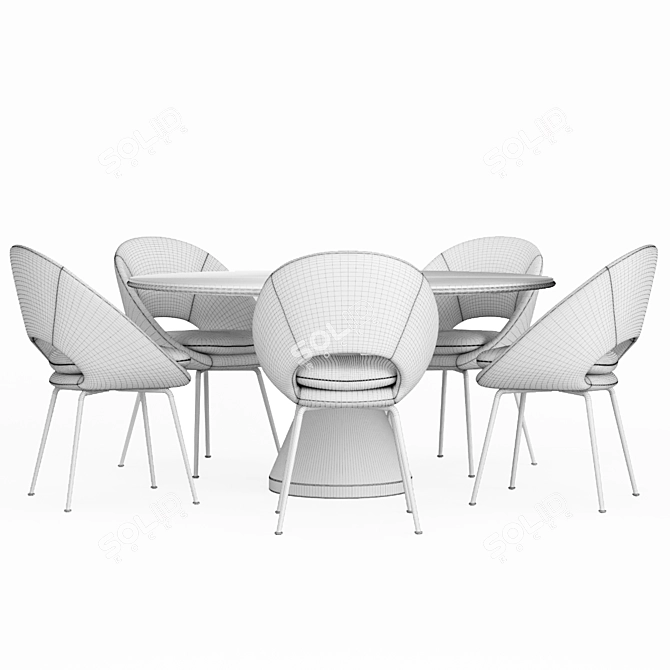 Elegant Dining Table Set 3D model image 4