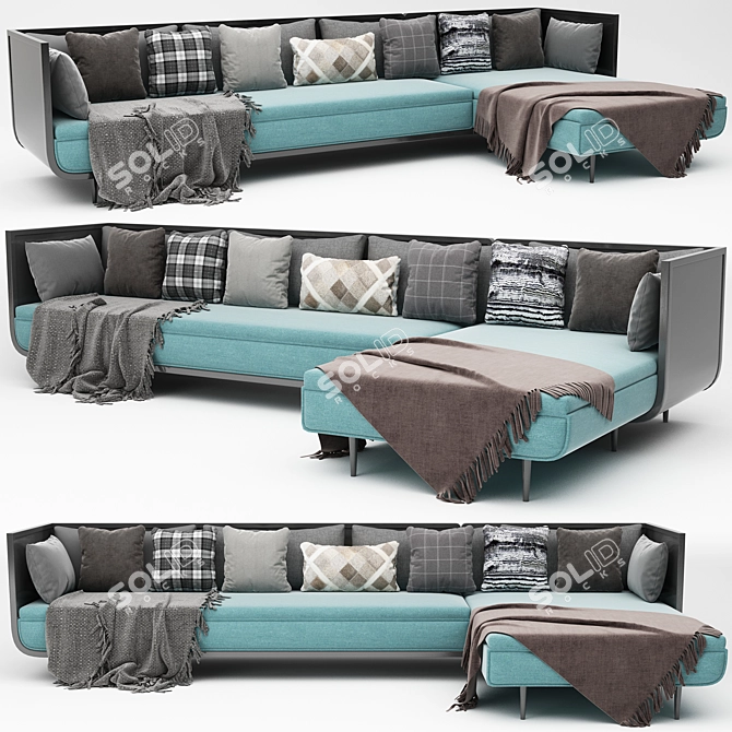 Elegant Corner Sofa Set 3D model image 3