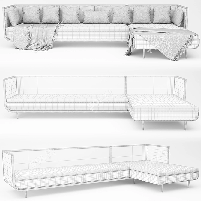 Elegant Corner Sofa Set 3D model image 5