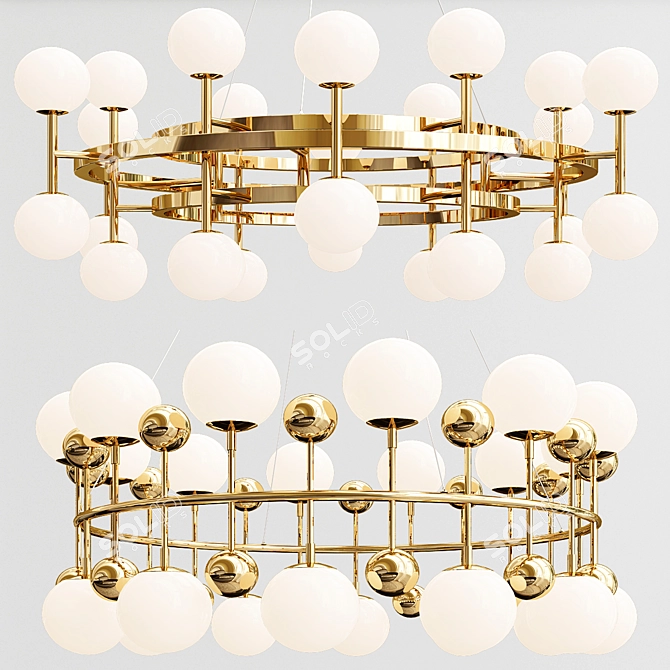 Glamorous Milk Bubble Ring Chandelier 3D model image 2