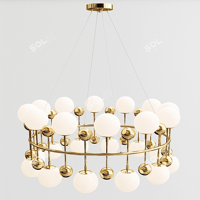 Glamorous Milk Bubble Ring Chandelier 3D model image 3