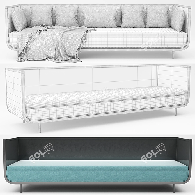 Sleek and Stylish Modern Sofa 3D model image 5