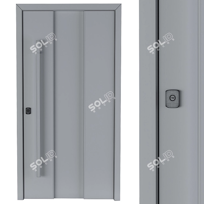 Elegant Wood & Glass Door 3D model image 4