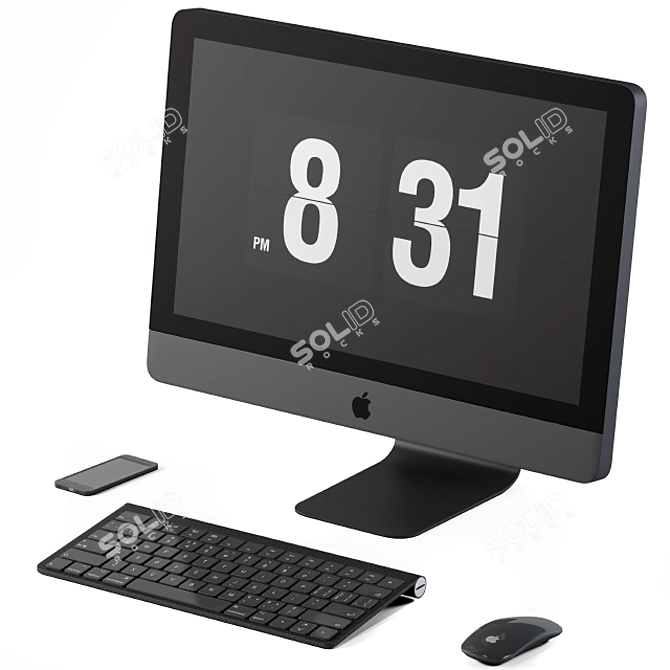 Black and White iMac Pro 3D model image 1