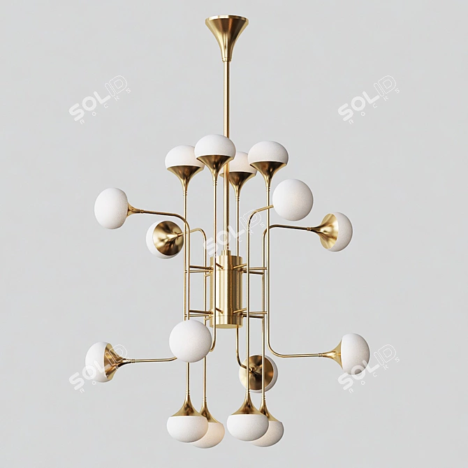 Elegant Fleming 16-Light Chandelier 3D model image 1