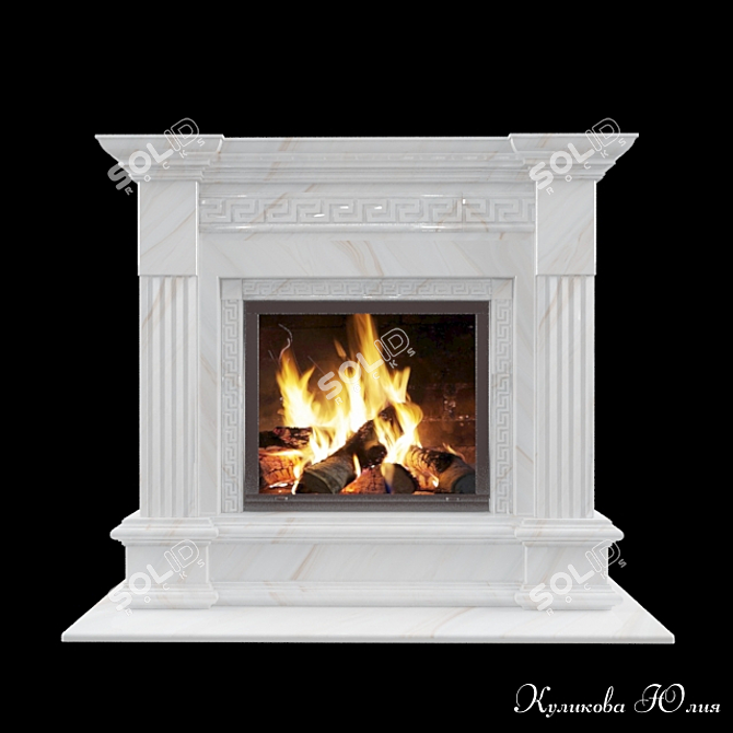 Elegant Marble Fireplace Portal 3D model image 1