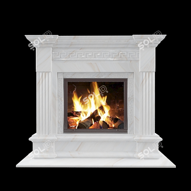 Elegant Marble Fireplace Portal 3D model image 3
