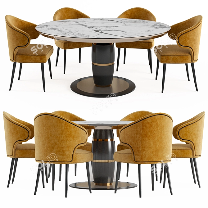 Elegant 2014 Dining Table Set 3D model image 1