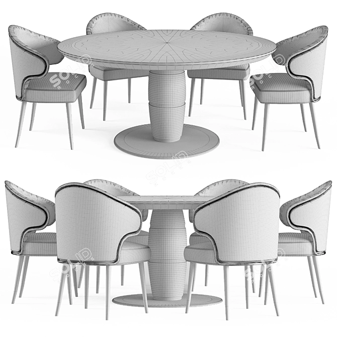 Elegant 2014 Dining Table Set 3D model image 2