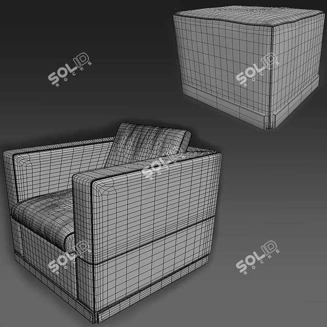 Luxury Minotti Suitcase Line & West: Stylish Chair and Ottoman 3D model image 6