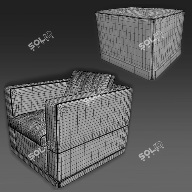 Luxury Minotti Suitcase Line & West: Stylish Chair and Ottoman 3D model image 7