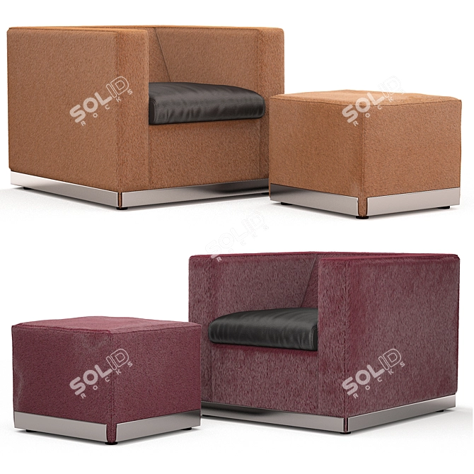 Luxury Minotti Suitcase Line & West: Stylish Chair and Ottoman 3D model image 10