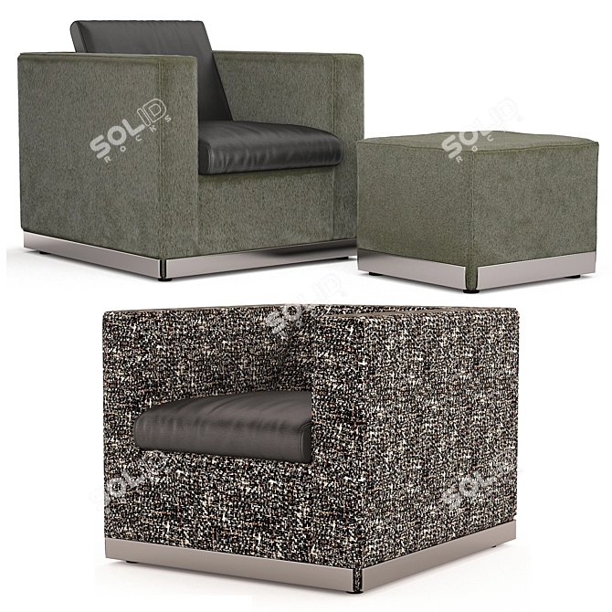 Luxury Minotti Suitcase Line & West: Stylish Chair and Ottoman 3D model image 11