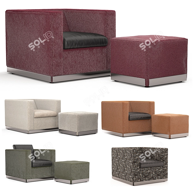 Luxury Minotti Suitcase Line & West: Stylish Chair and Ottoman 3D model image 14