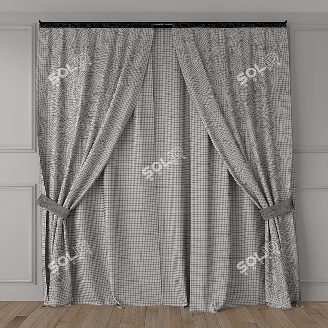 Elegant Corona Render Curtain 3D model image 2