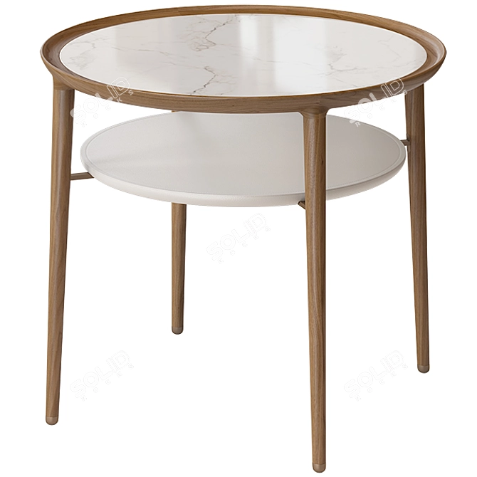 Modern Walnut and Marble Table 3D model image 2