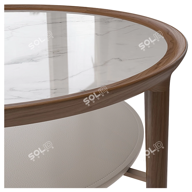 Modern Walnut and Marble Table 3D model image 3