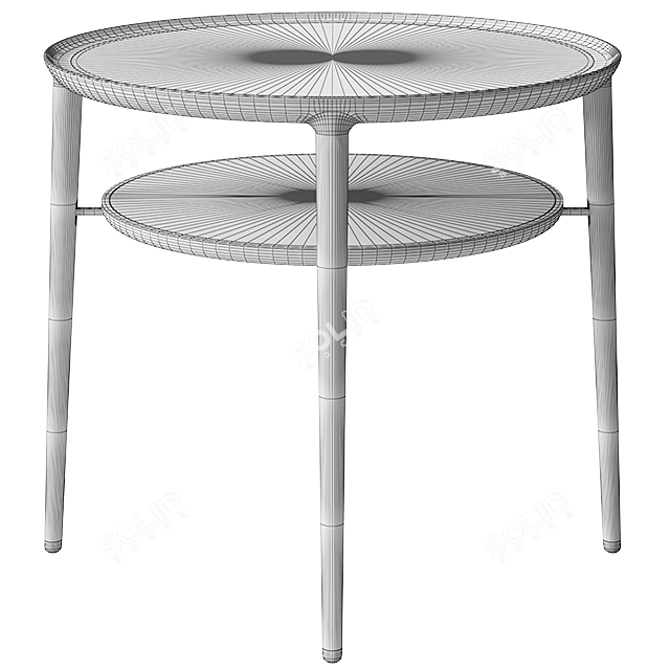 Modern Walnut and Marble Table 3D model image 4