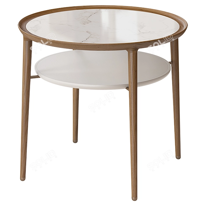 Modern Walnut and Marble Table 3D model image 5