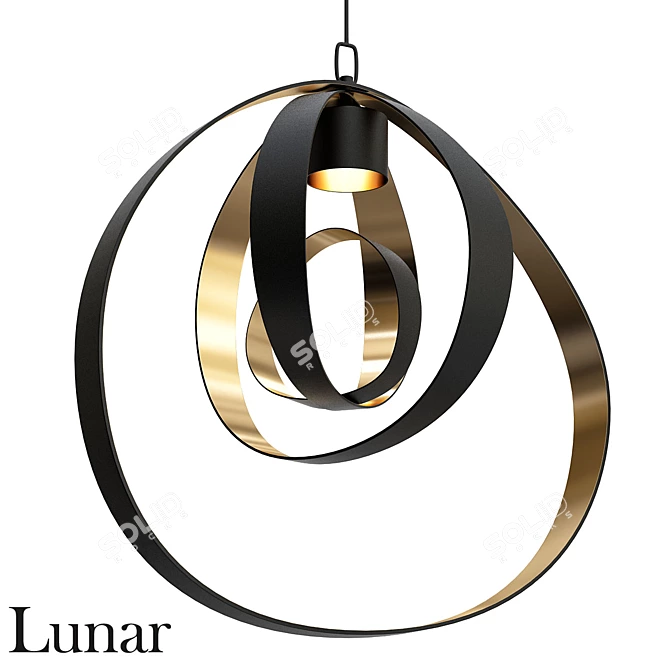Luminous Lunar Pendant Lamp 3D model image 1