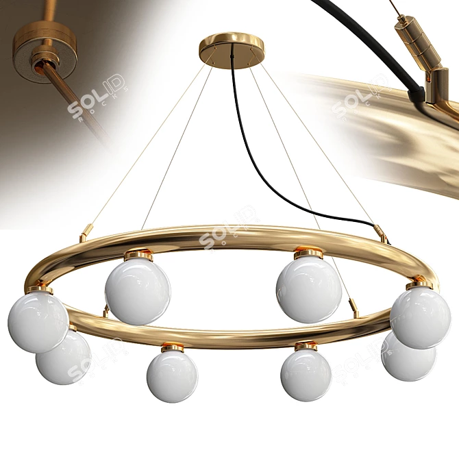 Satin Brass Orb Chandelier 3D model image 1