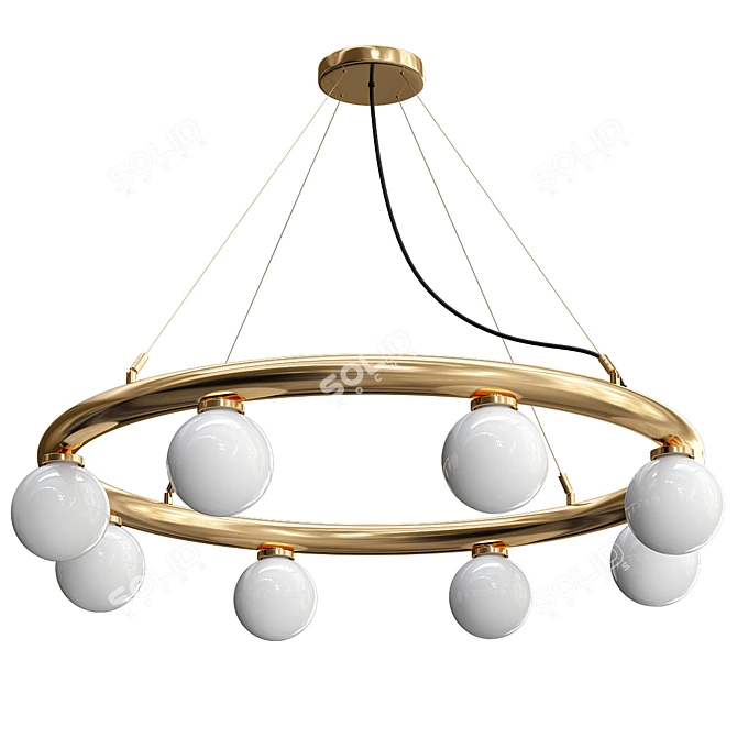 Satin Brass Orb Chandelier 3D model image 2