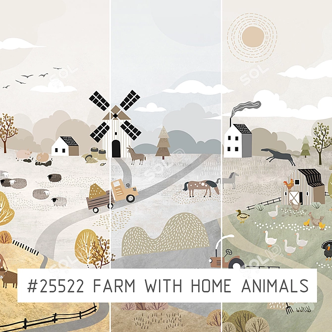 Farm Life Mural | Eco-friendly Wallpapers 3D model image 1