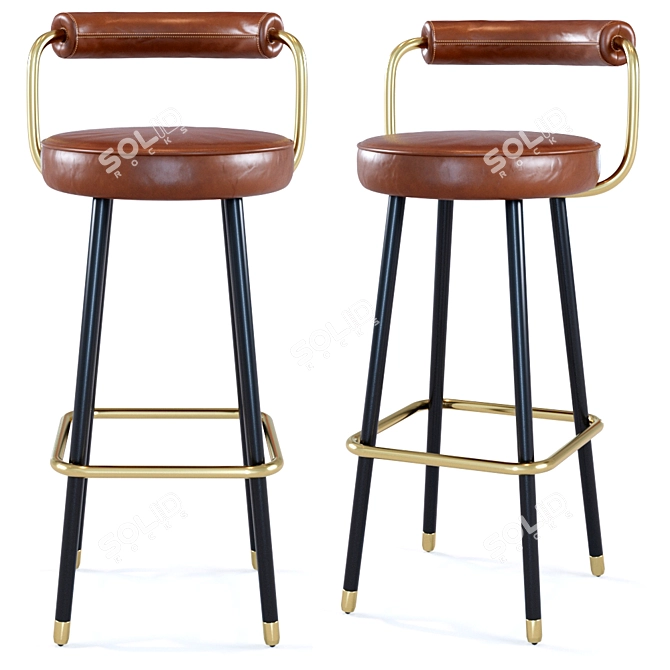 Sleek Block Bar Stool 3D model image 1