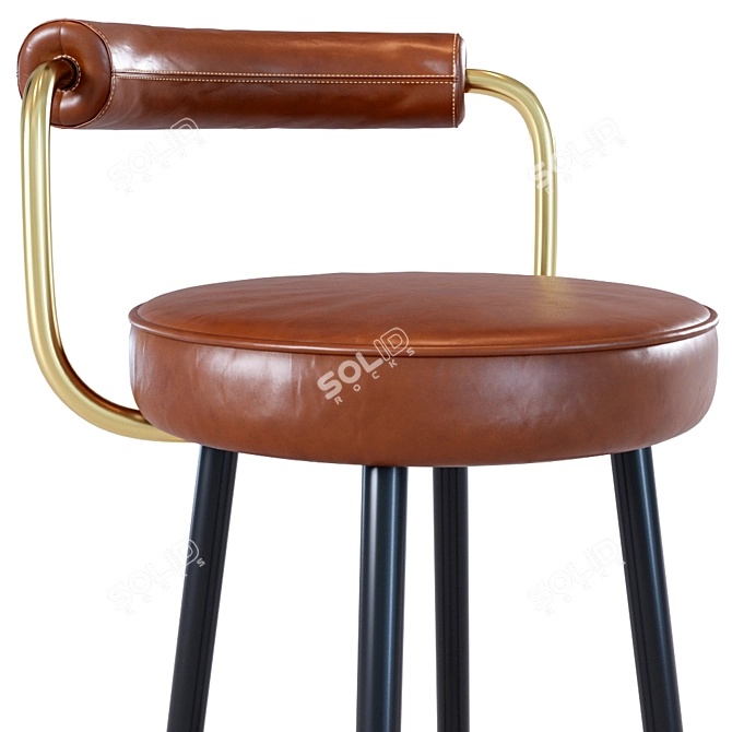 Sleek Block Bar Stool 3D model image 2