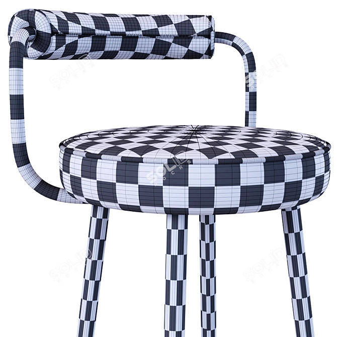 Sleek Block Bar Stool 3D model image 4