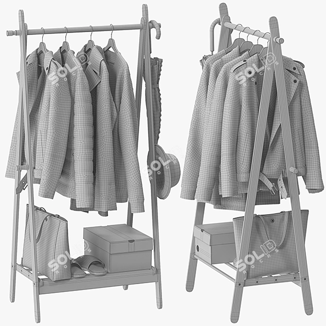 Foldable Bamboo Clothes Stand 3D model image 5