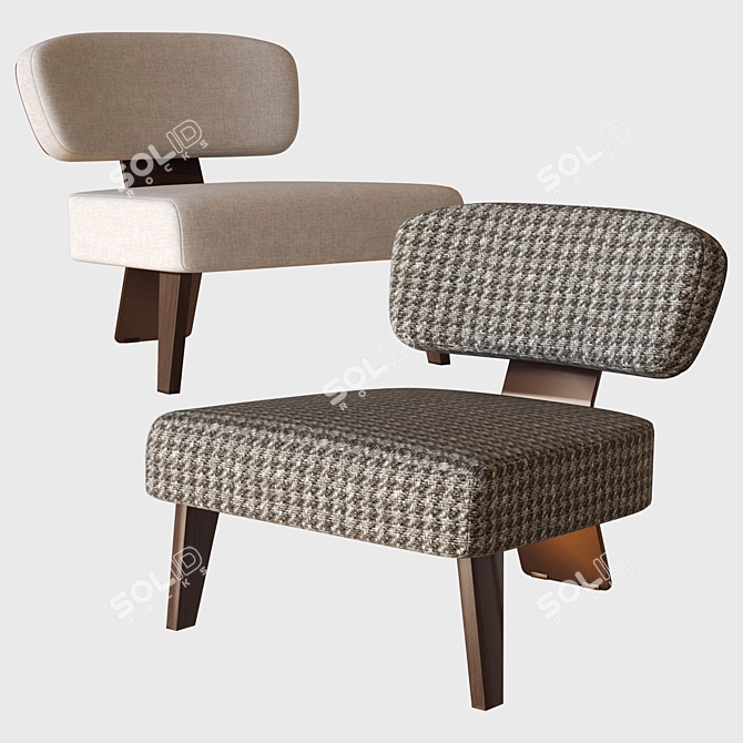 Elegant Minotti Creed Wood Armchair 3D model image 1