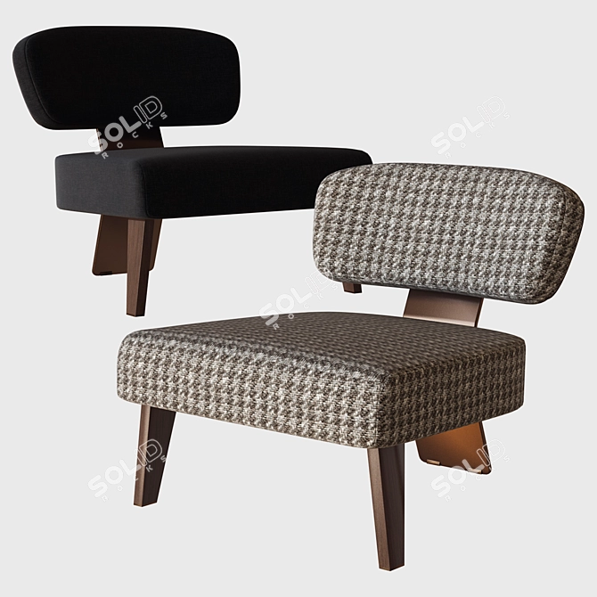 Elegant Minotti Creed Wood Armchair 3D model image 2