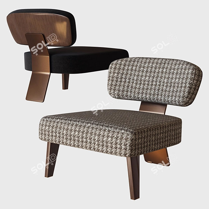 Elegant Minotti Creed Wood Armchair 3D model image 3