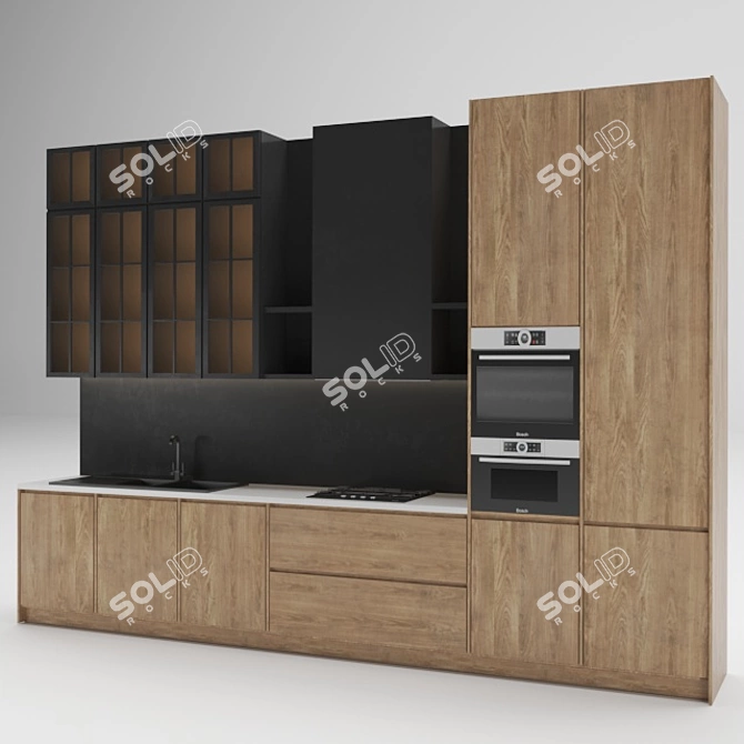 Modern Kitchen Suite: Oven, Microwave, Hob, Sink 3D model image 2