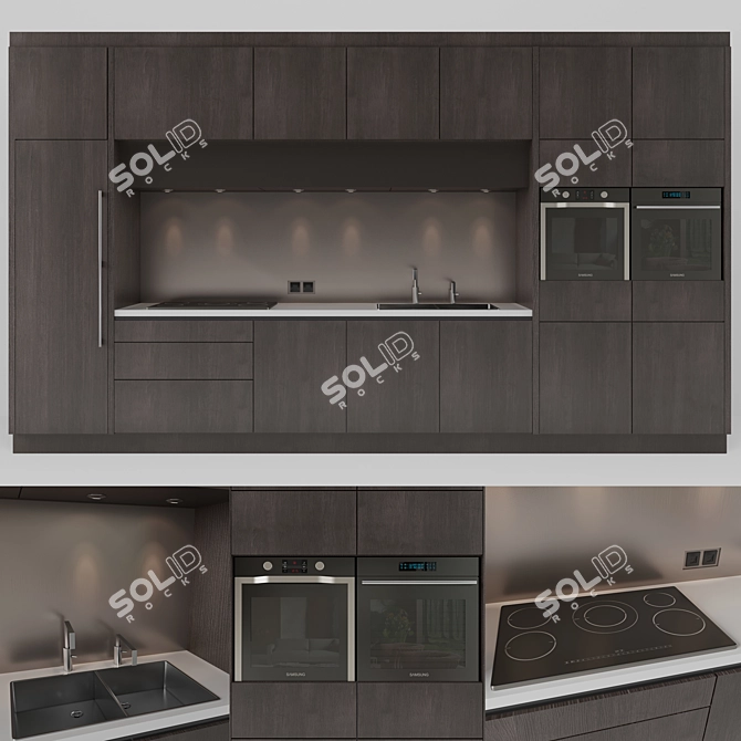 Modern Kitchen Set: 2740x4660x600mm 3D model image 1