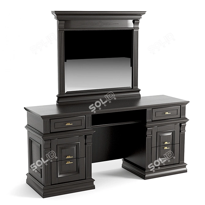 Gothic Charm Dressing Table Set 3D model image 1