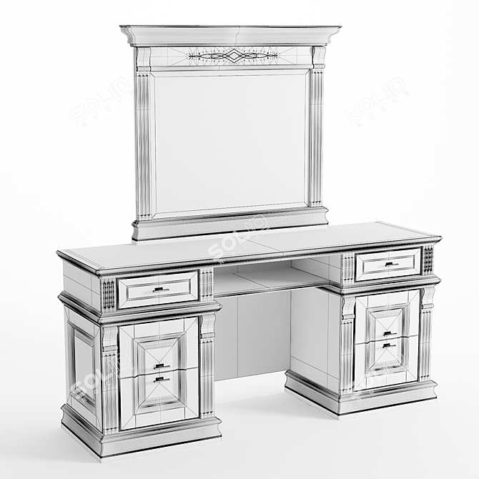 Gothic Charm Dressing Table Set 3D model image 2