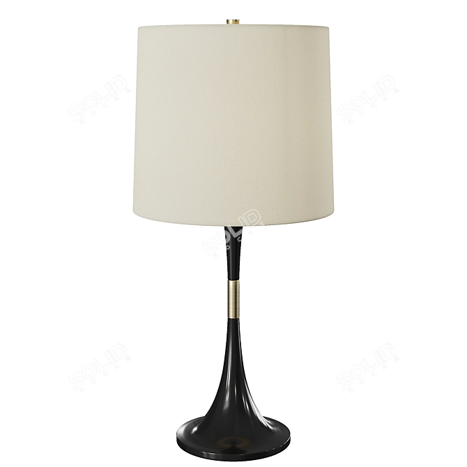 Elegant Walnut and Brass Table Lamp 3D model image 1