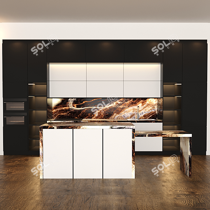 Geometry Spline Kitchen Set 3D model image 2