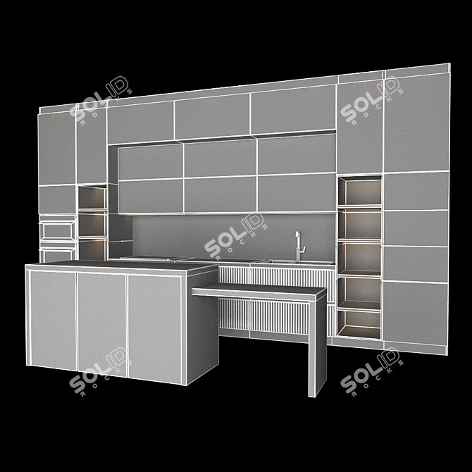 Geometry Spline Kitchen Set 3D model image 3