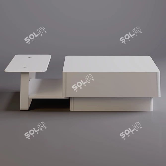 Elegant Wood and Brass Center Table 3D model image 5