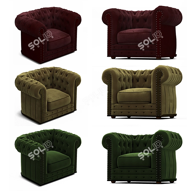 Elegant Chesterfield Chair: V-Ray - Corona Render | 3Ds Max 2016, OBJ 3D model image 2