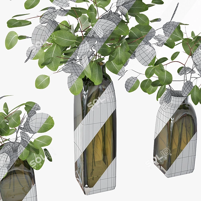 Silver Dollar Eucalyptus Vase 3D model image 4